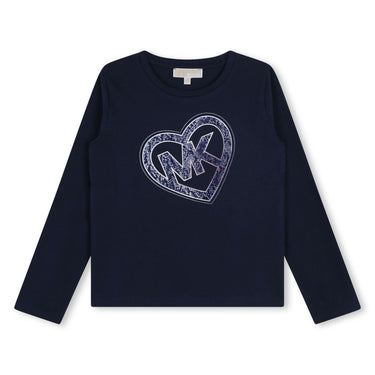 MICHAEL KORS Playera para niña manga larga azul marino